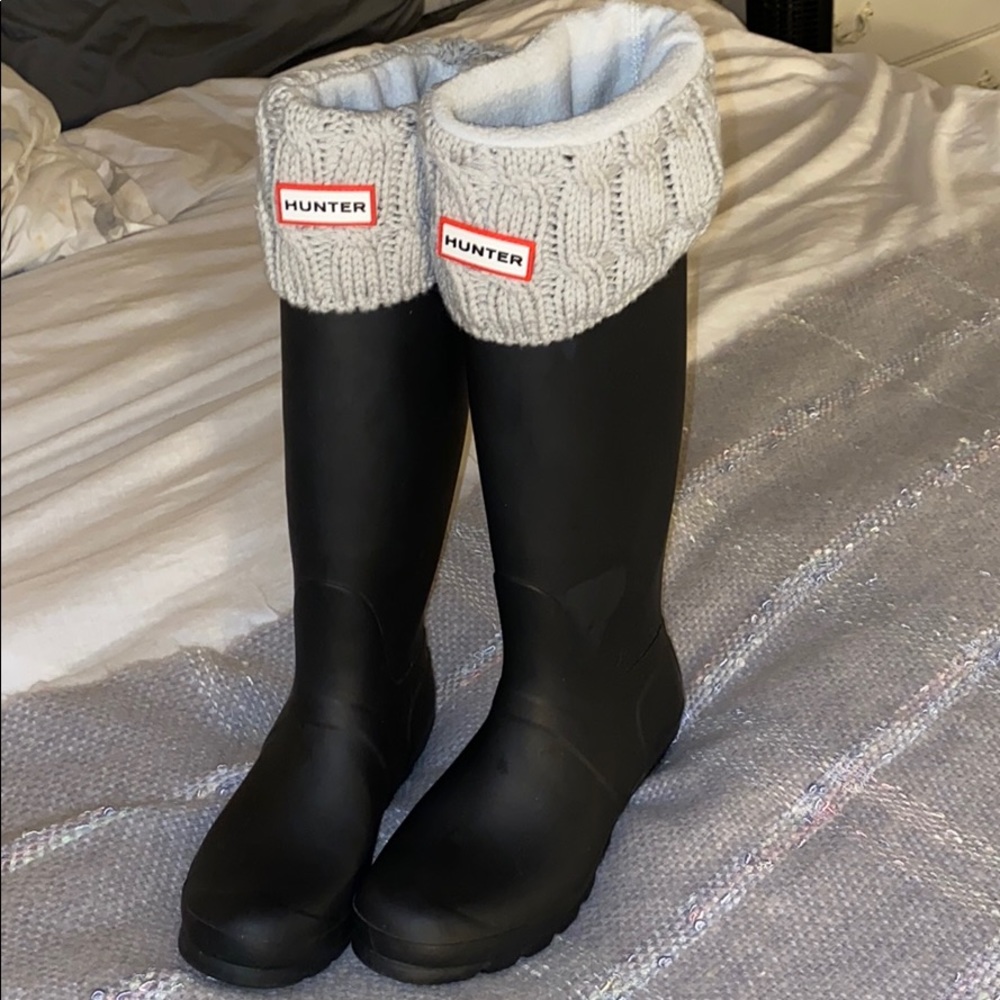 HUNTER RAIN BOOTS BLACK SIZE 8